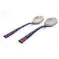 thumbnail image 1 of Rastogi Handicrafts Copper Bamboo Hand Painted Meena Work Dinnerware flatware serving spoon utensils Set Of Two (Blue), 1 of 4
