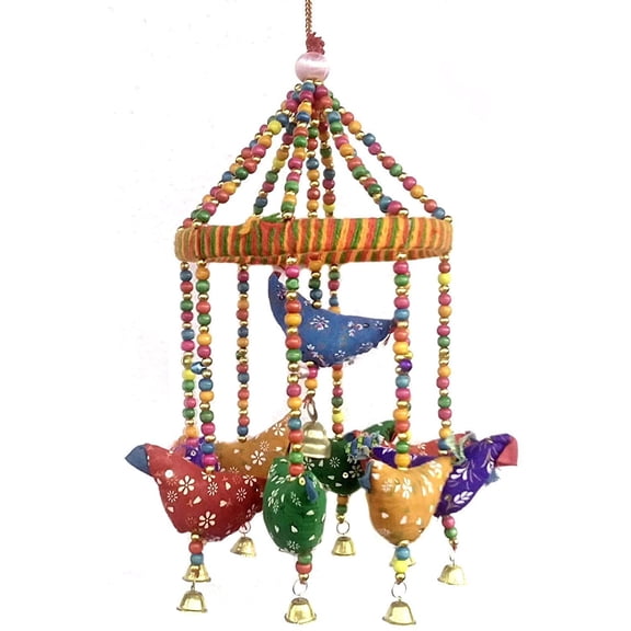 Rastogi Handicrafts Cotton Decorative Multi Color Hanging Bell Bird Hanging Size - 35cm