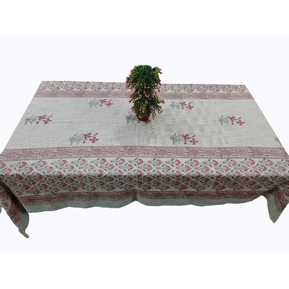 Rastogi Handicrafts Cotton Linen Grey Rectangle Table Cloths for Kitchen Dining, Christmas, Buffet, Party, Holiday (Gress-Design-Tablecloths)