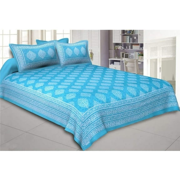 Rastogi Handicrafts Double Bedsheet Queen Size Tapestry Printed with 2 Pillow Cases (BEDSHEET 9)