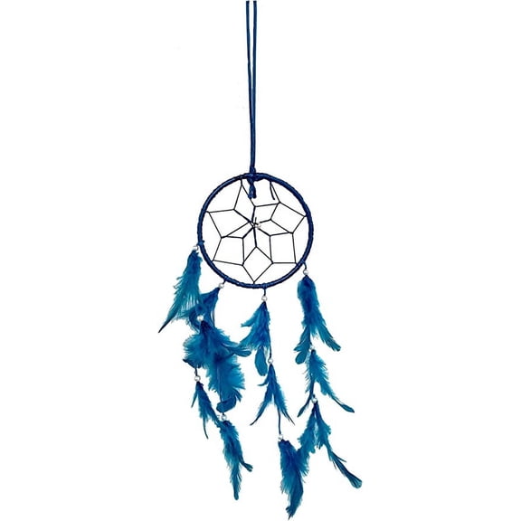 Rastogi Handicrafts Dream Catchers Wall Decor, Handmade Feather Decor Nursery Room Hanging Decoration Home Car Bedroom (Blue 4" Ring)