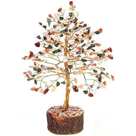 Rastogi Handicrafts Gemstone Multi Color Tree Feng Shui Spiritual Crystal Decor Ideal 8 inch (Mix Tree)