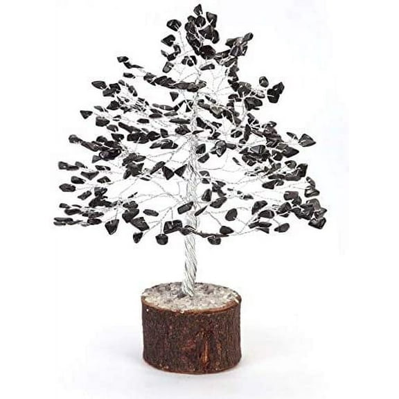 Rastogi Handicrafts Gemstone Tree Feng Shui Spiritual Crystal Home Office Interior Decor Ideal Gift 8 inch (Black Tree)
