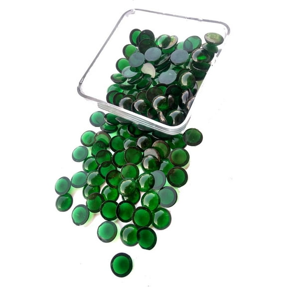 Rastogi Handicrafts Glass Gems for Vase Fillers One Side Flat (Size - 20 mm) (Green, 500 Pcs)
