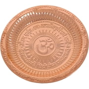 Rastogi Handicrafts Handmade Copper Hindu Puja Thali with Om Symbol and Gayatri Mantra - Diwali Decoration - Mandir Temple Accessory - Spiritual Gifts - Indian D cor 7.5