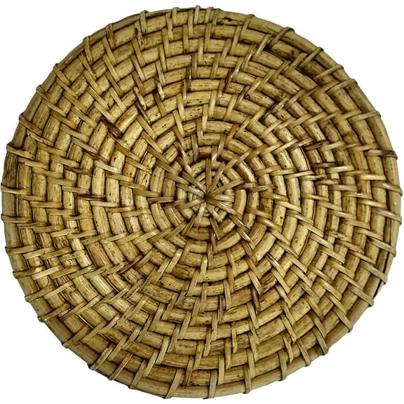 Rastogi Handicrafts Handmade Rattan Placemats Eco-Frindly for Dining Table Wicker Round WovenPlacemats Size - 8.5" 1-Piece (LHD-1217)