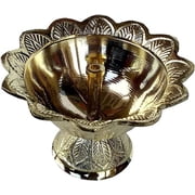Rastogi Handicrafts Indian Hindu Pooja Brass Deepak Diya Oil Lamp Size- 3.5x2