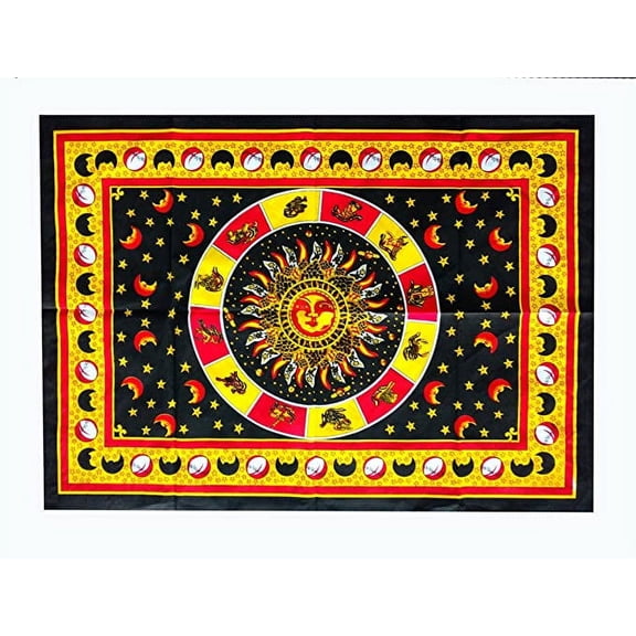 Rastogi Handicrafts Landscape Format Multi Colored Wall Poster Indian Deity 40" X 30" Poster Size Tapestry Decorative Indian Dorm Decor Cotton Round Tapestry Indian (RH-131)