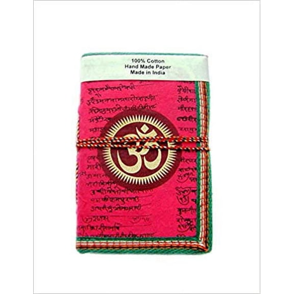 Rastogi Handicrafts Lokta Handmade Paper Journal Diary Note Book Planner Diary Pink Om Chakra Spiritual SIZE - 6x4 INCH [Kitchen]
