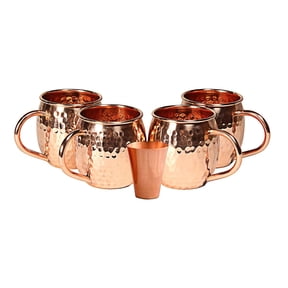 Rastogi Handicrafts Moscow Mule Mugs with Handle 4-Set Solid With Shot 1 glass