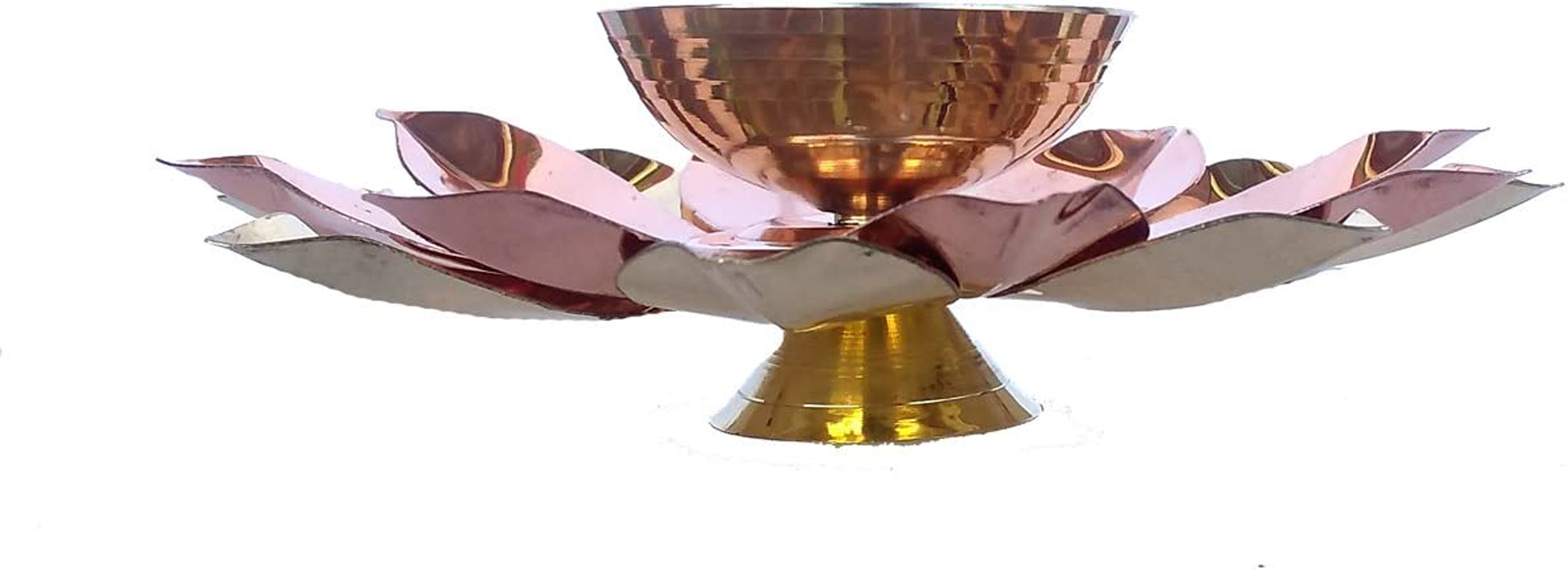 Rastogi Handicrafts Pure Brass & Copper Kamal Lotus Flower Shape Diya ...