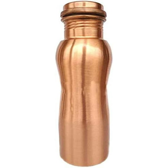 Rastogi Handicrafts Pure Copper Bottle Curve Design Jointless Bottle Storage 500 ml / 16 oz