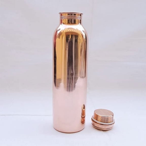 Rastogi Handicrafts Pure Copper Plain Design Water Bottle Drinking & Serving 950 ml / Fluid Ounces-32