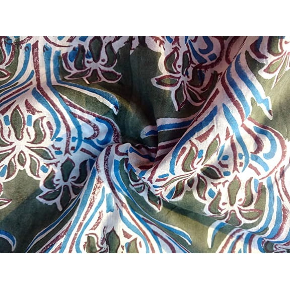 Rastogi Handicrafts Pure Cotton Hand Block Printed Fabric 3 Yard in Size (FABRIC-10)