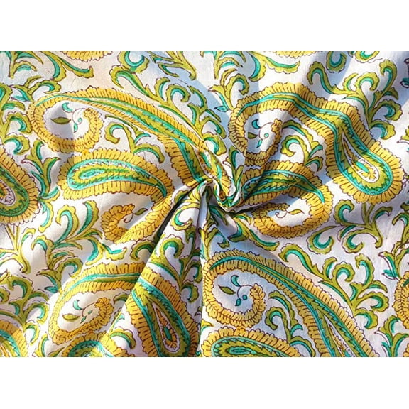 Rastogi Handicrafts Pure Cotton Hand Block Printed Fabric 3 Yard in Size (Fabric-3)