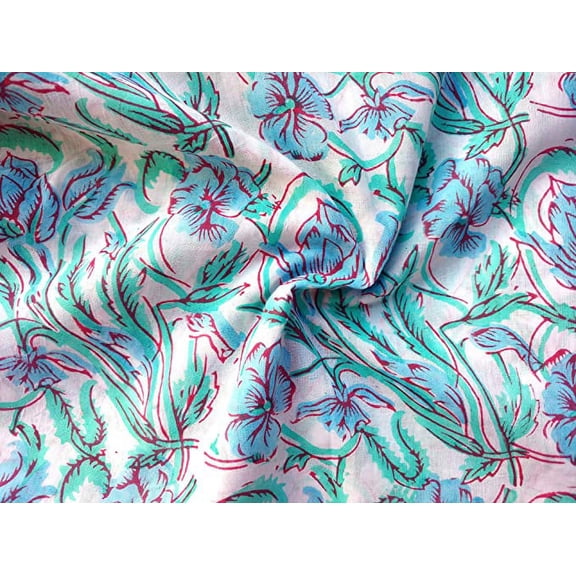 Rastogi Handicrafts Pure Cotton Hand Block Printed Fabric 3 Yard in Size (Fabric-4)