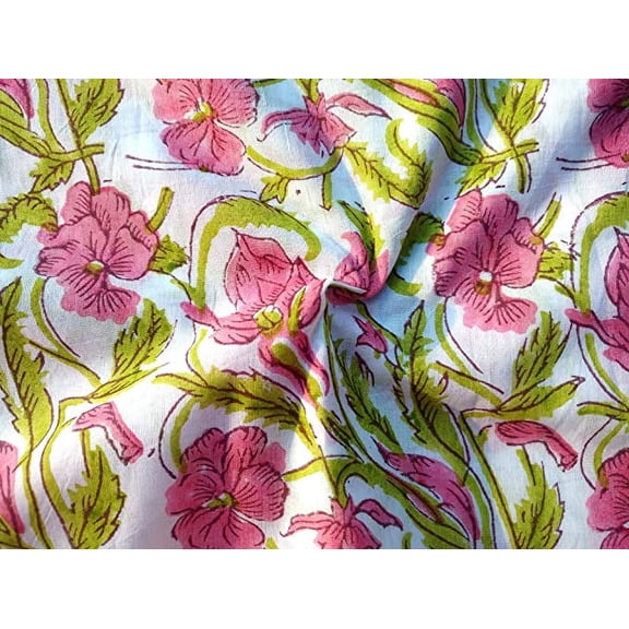 Rastogi Handicrafts Pure Cotton Hand Block Printed Fabric 3 Yard in Size (Fabric-7)