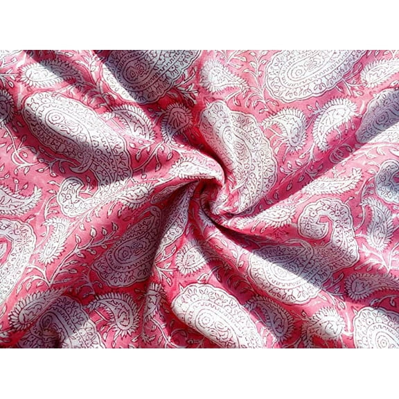 Rastogi Handicrafts Pure Cotton Hand Block Printed Fabric 3 Yard in Size (Fabric-9)