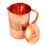 Rastogi Handicrafts Pure copper Designer Carving Jug Pitcher Storage Drinking Water Home Hotel Garden 1750 ML