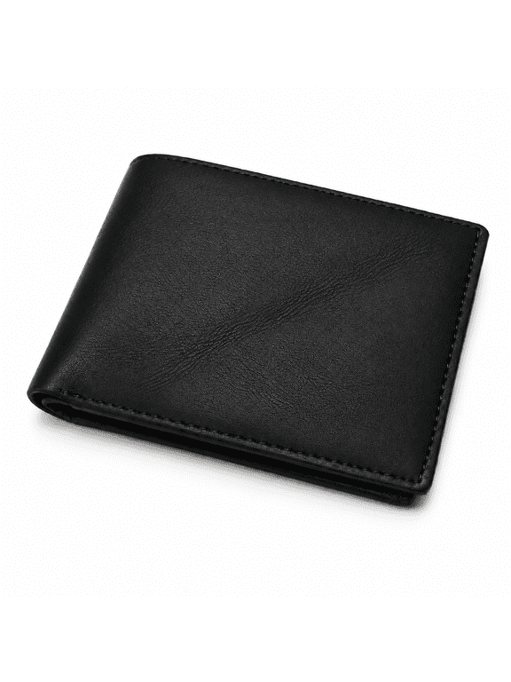 - Men's Genuine Leather Navy Blue Bi-Fold Wallet – Slim Classic Design with Textured Finish, Card Slots & Cash Pocket