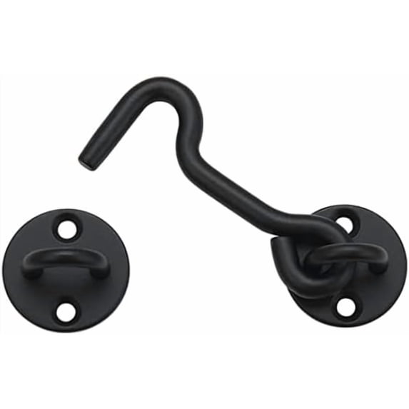 4” Privacy Hook and Eye Gate Door Latch Easy Lock for Sliding Barn Doors, Black