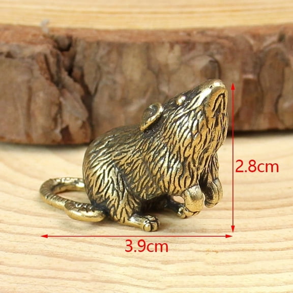 (Rat) Antique Miniature Animal Ornaments Figurines Vintage Brass Mini Animals Statue Desk Ornaments Home Feng Shui Decor Crafts