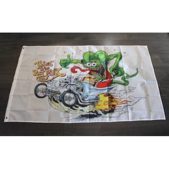 Rat Fink Banner Flag 3X5 Feet Hot Rod Speed Shop Auto Mechanic Garage Man Cave