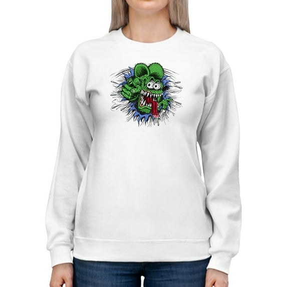 Rat Fink Creepy Rat Face Sweatshirt Women -T-Line Designs, Female 3X-Large