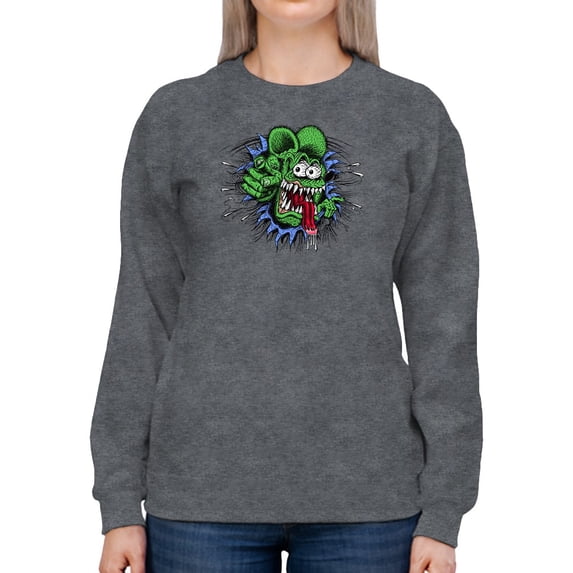Rat Fink Creepy Rat Face Sweatshirt Women -T-Line Designs, Female 4X-Large