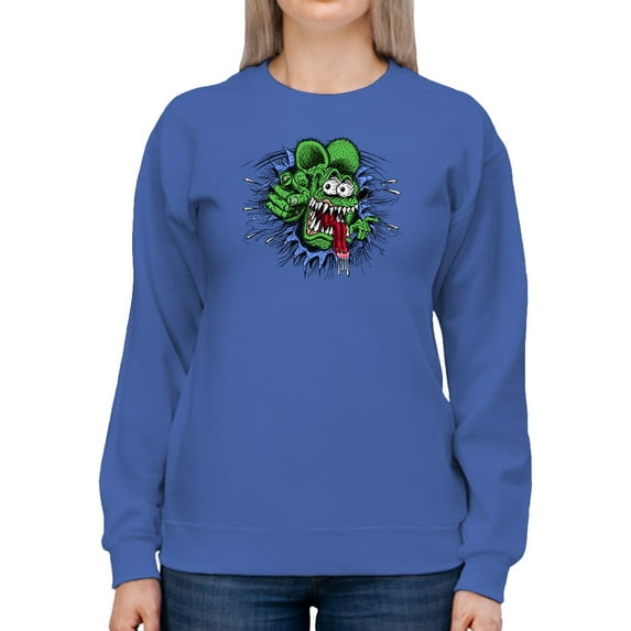Rat Fink Creepy Rat Face Sweatshirt Women -T-Line Designs, Female x-Large