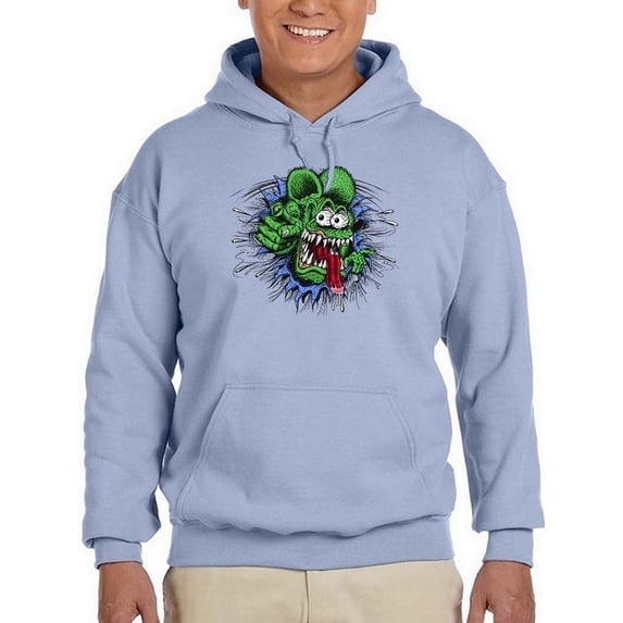 Rat Fink Face Through Hole Hoodie Men -T-Line Designs, Male XX-Large