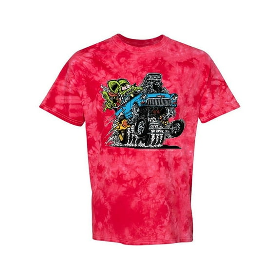 Rat Fink Mens Graphic Tie Dye Tee - Rat And Monster Truck - Regular Fit 100% Cotton