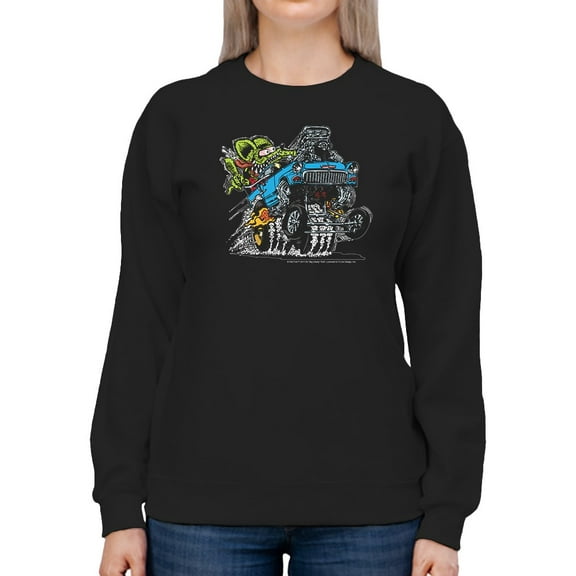 Rat Fink Pop Wheelie Hot Rod Sweatshirt Women -T-Line Designs, Female Large