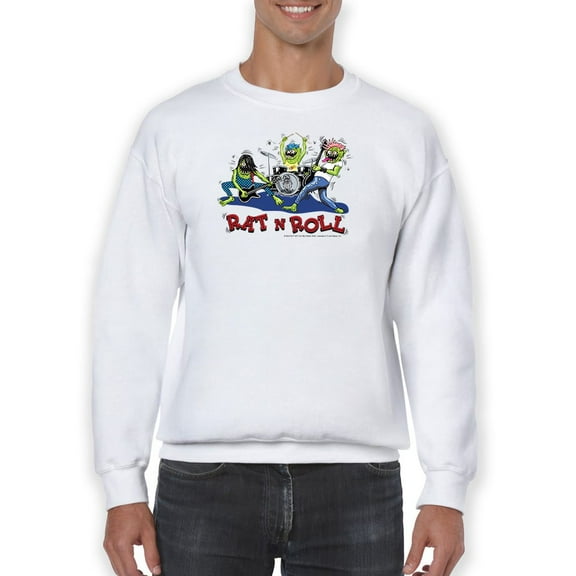 Rat Fink Rat N Roll Monster Band Sweatshirt Men -T-Line Designs, Male 3X-Large