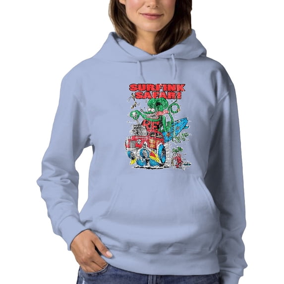 Rat Fink Surfink Safari Faded Hoodie Women -T-Line Designs, Female x-Large
