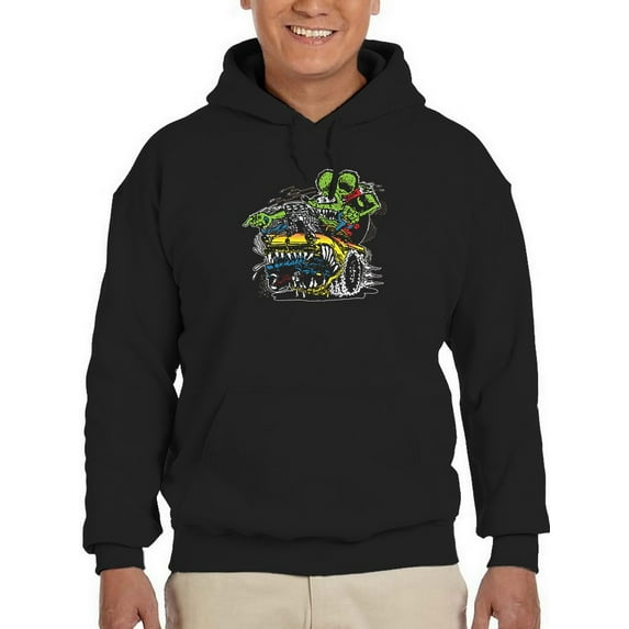 Rat Fink Yellow Hot Rod Devourer Hoodie Men -T-Line Designs, Male Large