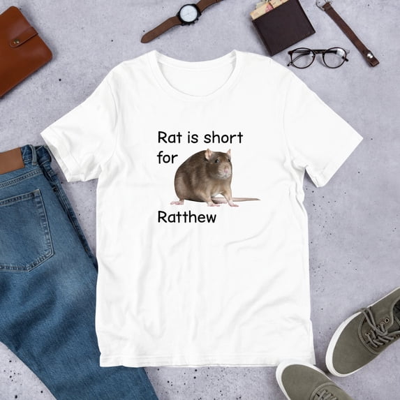 Rat Is Short For Ratthew T-Shirt Funny Rat Meme Graphic Tee, Ironic Humor Weirdcore Shirt