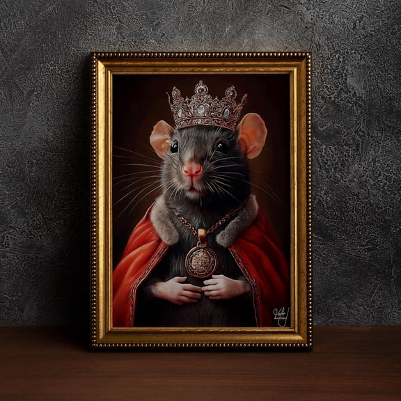 Rat King Poster,Dark Academia Animal Wall Art, Gothic Rat Poster, Vintage Rat, King Mouse,Rat Lover Gift,Mouse King Poster,Rat, 8x12 UNFRAMED