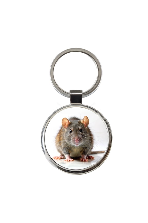 Rat Metal Round Keychain