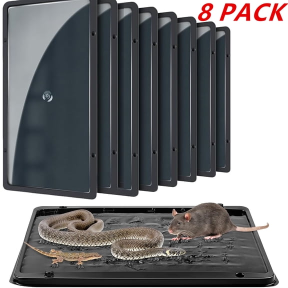Rat & Mouse Glue Traps 8 Pack, Large Heavy Duty Sticky Traps, Large Glue Trays For Rats, Mice, Snakes & Spiders, Indoor Pest Control For Home, Garage & Basement
