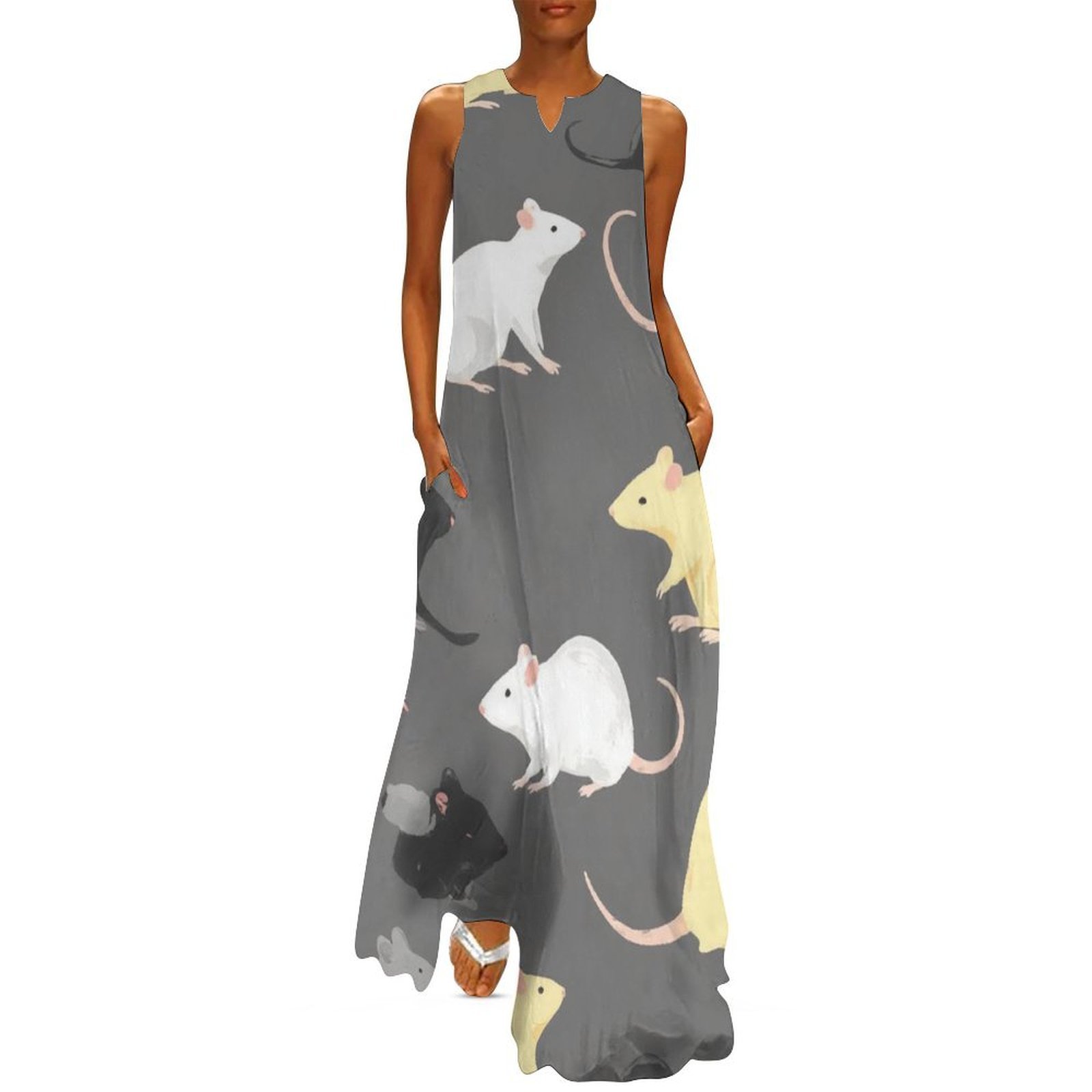 Rat Pattern Print Long Dress luxury evening dresses women clothing new ...