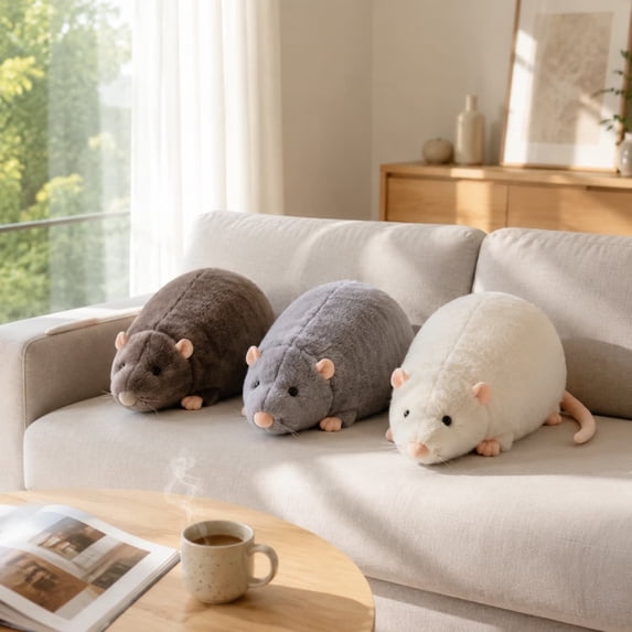 Rat Plush Stuffed Animal Toys, 14" Soft Lifelike Cartoon Stuffed Animal, Birthday & Christmas Decor Gift (Brown)