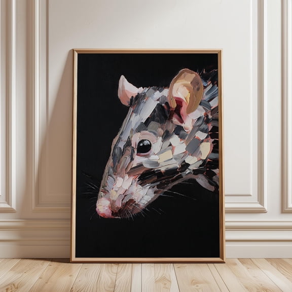 Rat Portrait Print Expressive Rodent Wall Art Bold Brushstroke Detail, Unframed Paper Print