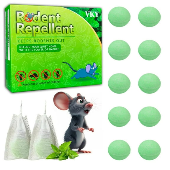 Rat Repellent for House Mice Repellent Indoor 10 Packs Of Rat Balls, Natural Ingredients, Safe For Indoor Use, Repel Rats Instead Of Killing Them, Variety Of Strong Mint Scents To Work.