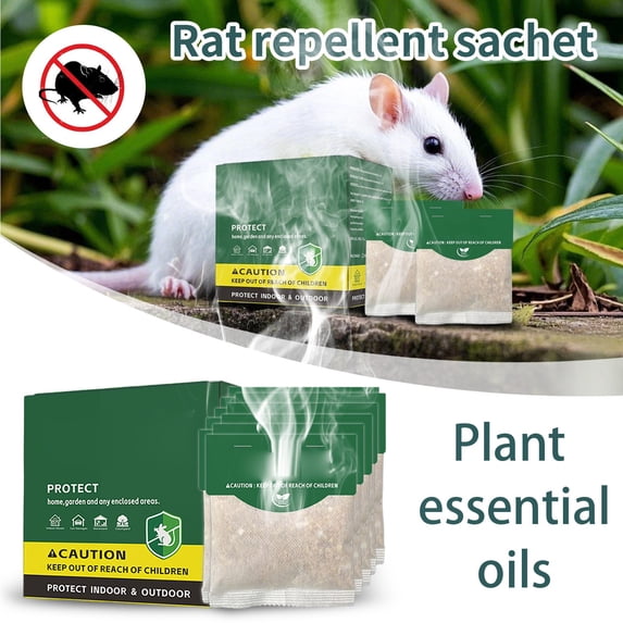 Rat Repellent Sachets - 12 Pack Natural Peppermint Oil Mouse Repellent for Indoor and Outdoor, Plant-Based Essential Oil Rodent Repellent for Closets, Kitchens, Garages, Bedrooms & Vehicles