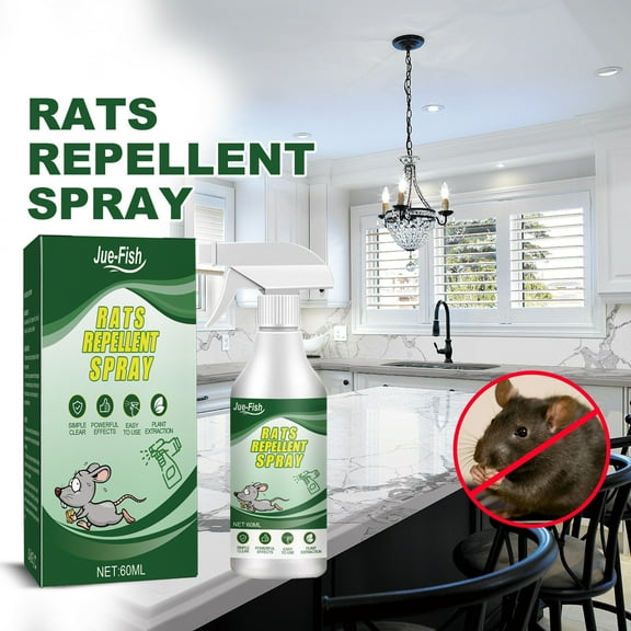 Rat Repellent Spray for Cars & Homes - Peppermint Oil Rodent Deterrent for Engine Bays, Attics & Garages (60mL Concentrate, Fast-Acting Formula)