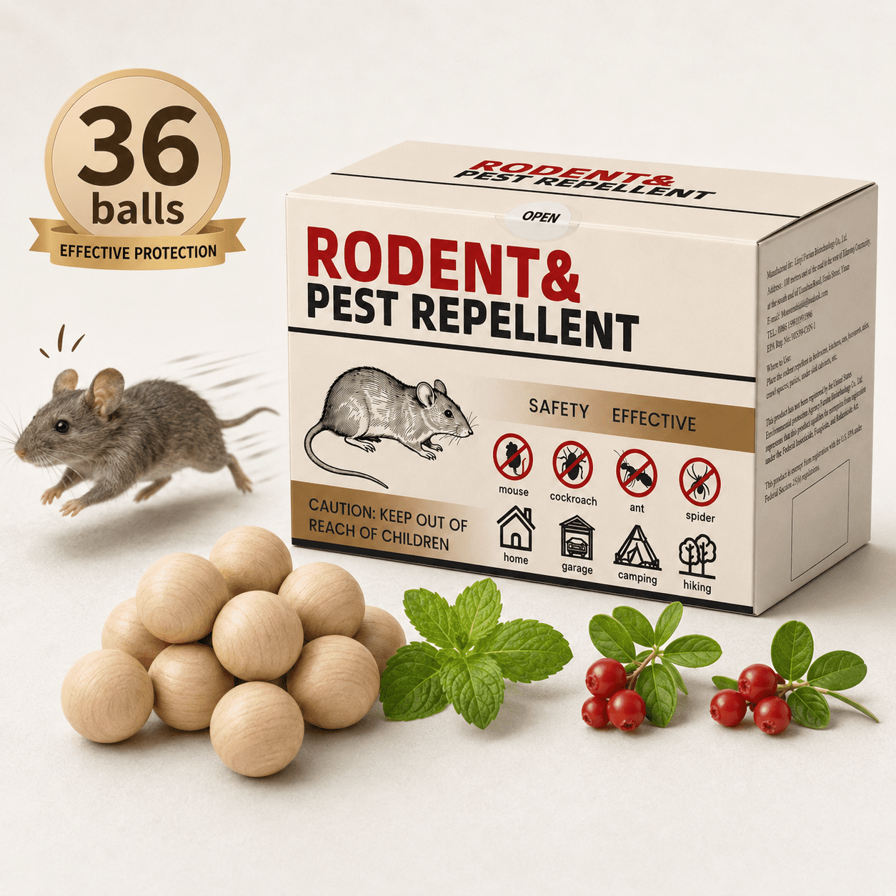 Rat RepellentBalls, 36 Balls Peppermint Oil for MiceRodent Rats SquirrelPestsRepellent Indoor & Outdoor Use, NaturalRodent Rat Mouse Deterrent Family & Pet Safe