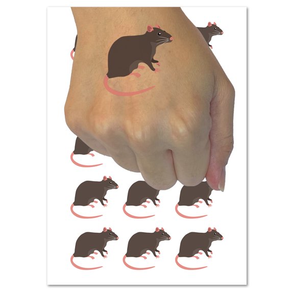 Rat Solid Water Resistant Temporary Tattoo Set Fake Body Art Collection - 54 1" Tattoos (1 Sheet)