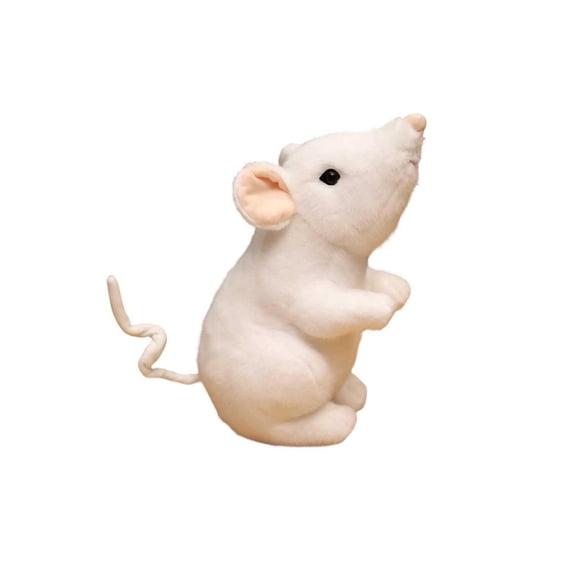 Rat Stuffed Animal, 9.8" Mouse Plush , Soft Spooky Figurine for Halloween Decorations Outdoor, Gifts, Prank Toys & Haunted-House Props White