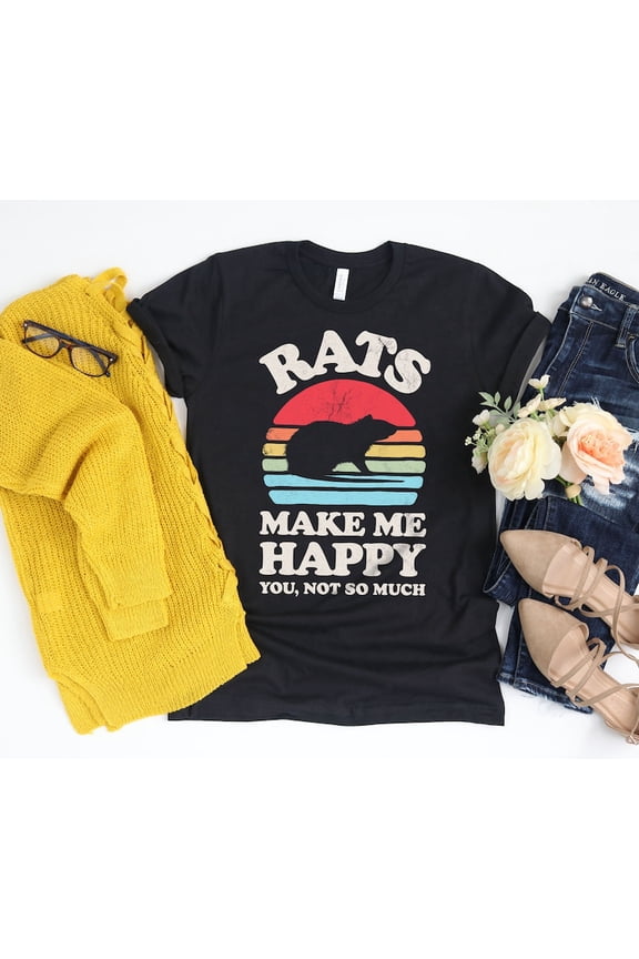 Rat Sunset Shirt Happy Rodent Lover Gift Cute Mouse Vintage Graphic Tee,for men and women up to 5XL